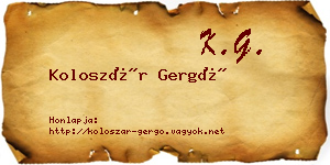 Koloszár Gergő névjegykártya